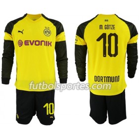 Camisetas Borussia Dortmund M.Gotze 10 Niño Primera Equipacion 2018/2019 Manga Larga